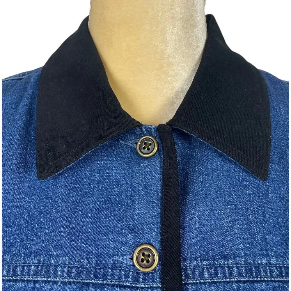 Talbots Button Front Denim Vest Blue Small Y2K Classic Professional Vintage Y2K